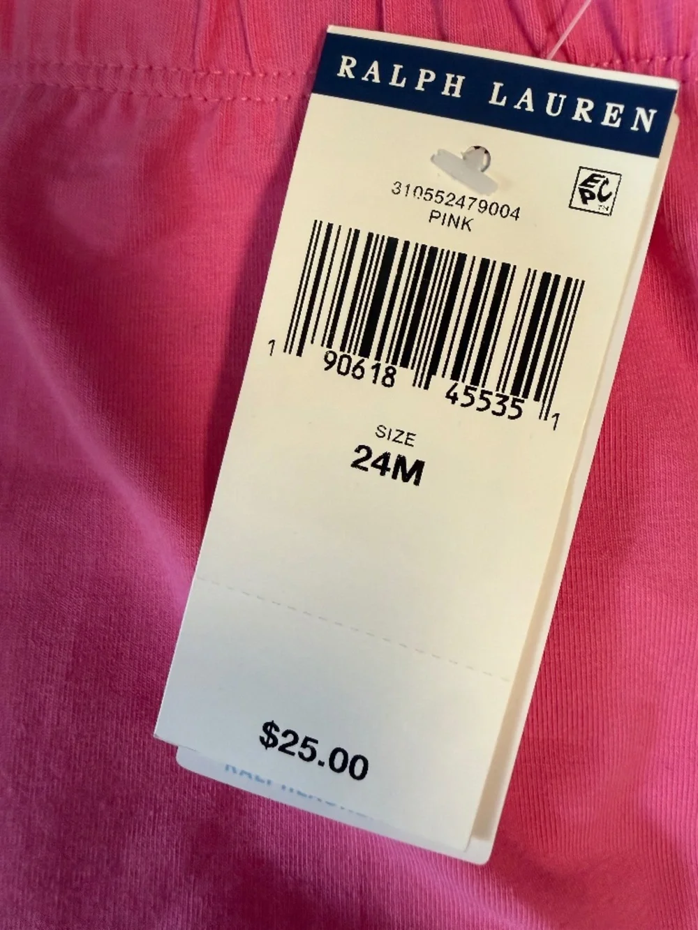 Ralph Lauren Baby Girls Stretch Jersey Leggings Pink 24M NWT